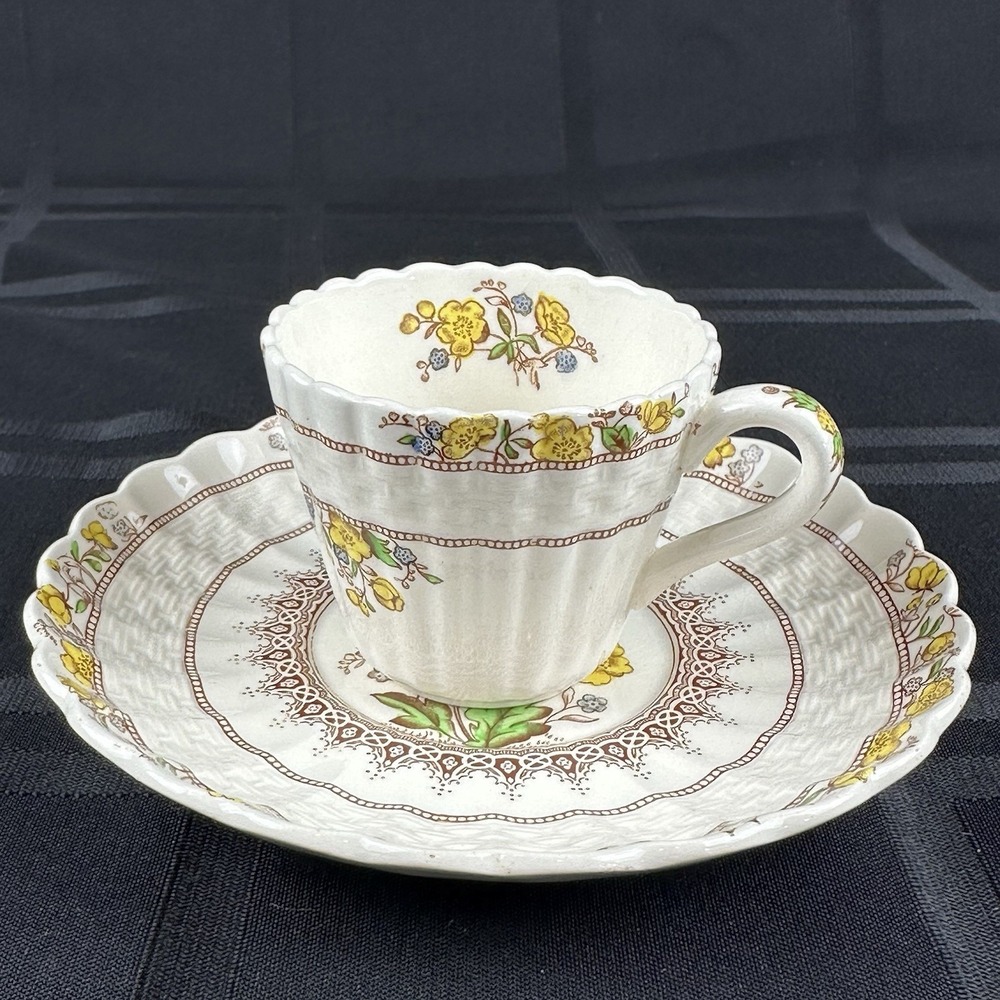 Vintage Spode Copeland Buttercup Demitasse Cup and Saucer Old Backstamp